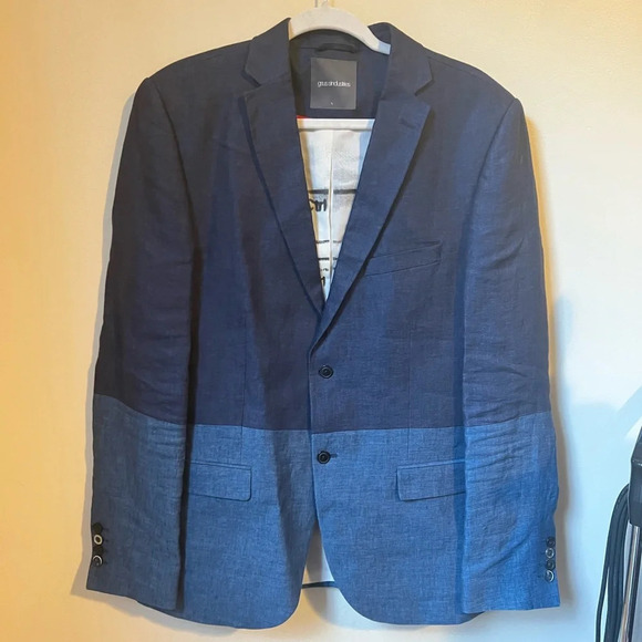 GSUS Industries Linen Two Toned Blue Jacket, size large - Picture 2 of 9